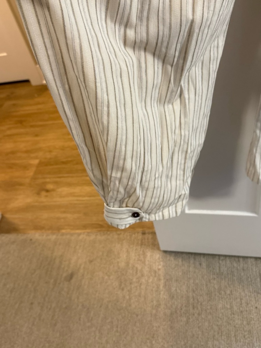Zara Striped Wrap Barrel Linen Jumpsuit in Cream and Beige - Picture 5 of 8